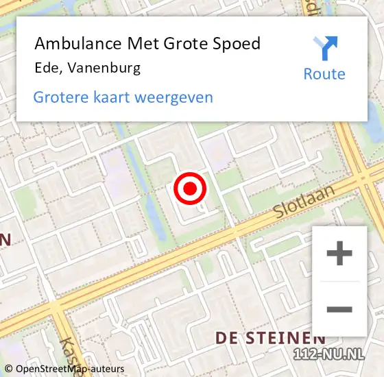 Locatie op kaart van de 112 melding: Ambulance Met Grote Spoed Naar Ede, Vanenburg op 25 februari 2020 15:57
