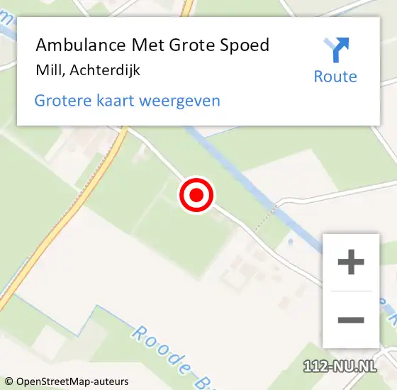 Locatie op kaart van de 112 melding: Ambulance Met Grote Spoed Naar Mill, Achterdijk op 25 februari 2020 15:58