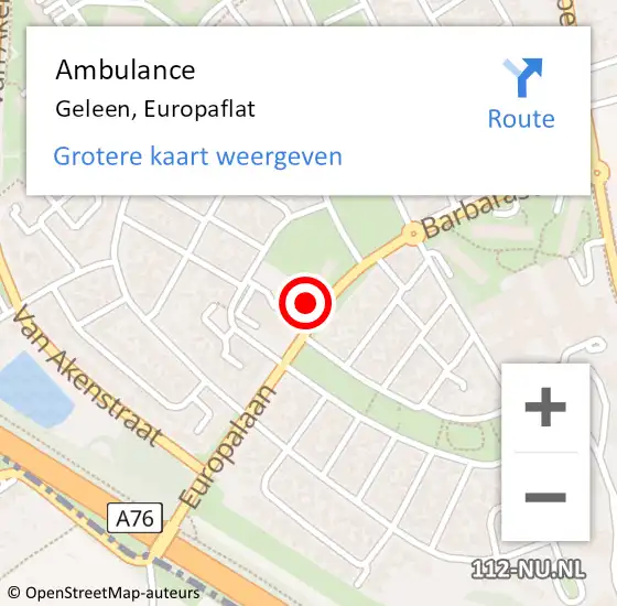 Locatie op kaart van de 112 melding: Ambulance Geleen, Europaflat op 29 april 2014 15:23