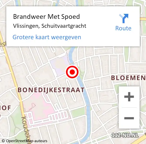 Locatie op kaart van de 112 melding: Brandweer Met Spoed Naar Vlissingen, Schuitvaartgracht op 25 februari 2020 16:19