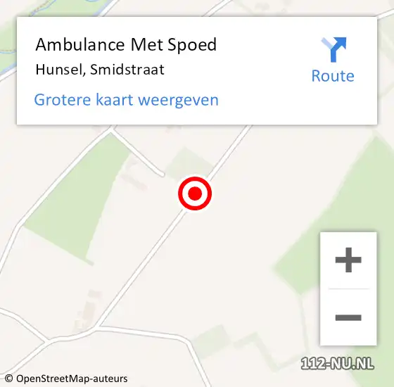 Locatie op kaart van de 112 melding: Ambulance Met Spoed Naar Hunsel, Smidstraat op 25 februari 2020 16:22