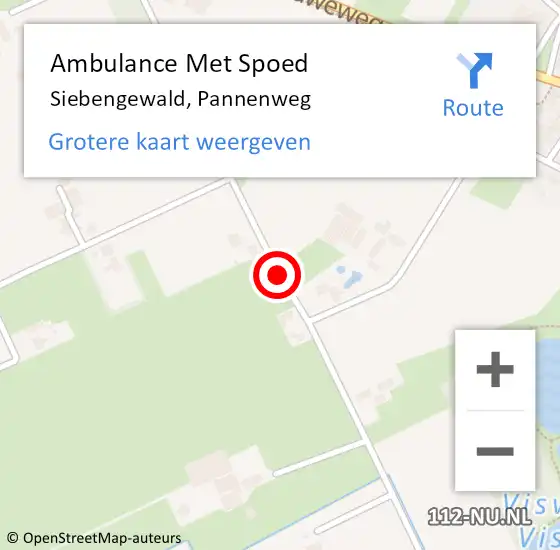 Locatie op kaart van de 112 melding: Ambulance Met Spoed Naar Siebengewald, Pannenweg op 25 februari 2020 16:40