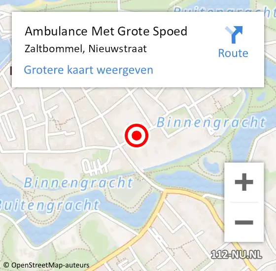 Locatie op kaart van de 112 melding: Ambulance Met Grote Spoed Naar Zaltbommel, Nieuwstraat op 25 februari 2020 17:18