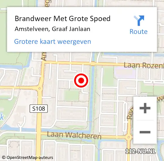 Locatie op kaart van de 112 melding: Brandweer Met Grote Spoed Naar Amstelveen, Graaf Janlaan op 25 februari 2020 17:24