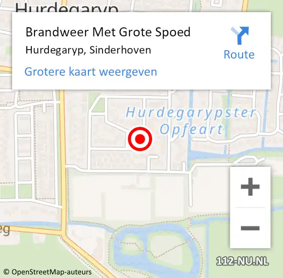 Locatie op kaart van de 112 melding: Brandweer Met Grote Spoed Naar Hurdegaryp, Sinderhoven op 25 februari 2020 18:06