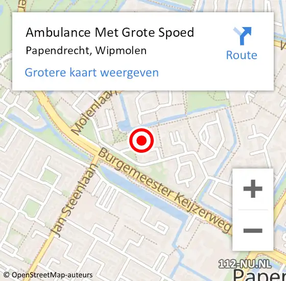Locatie op kaart van de 112 melding: Ambulance Met Grote Spoed Naar Papendrecht, Wipmolen op 25 februari 2020 18:08
