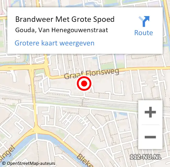 Locatie op kaart van de 112 melding: Brandweer Met Grote Spoed Naar Gouda, Van Henegouwenstraat op 29 april 2014 15:33