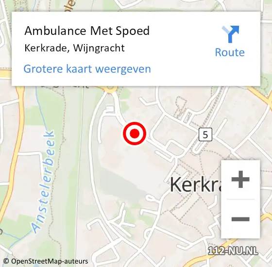 Locatie op kaart van de 112 melding: Ambulance Met Spoed Naar Kerkrade, Wijngracht op 25 februari 2020 19:39