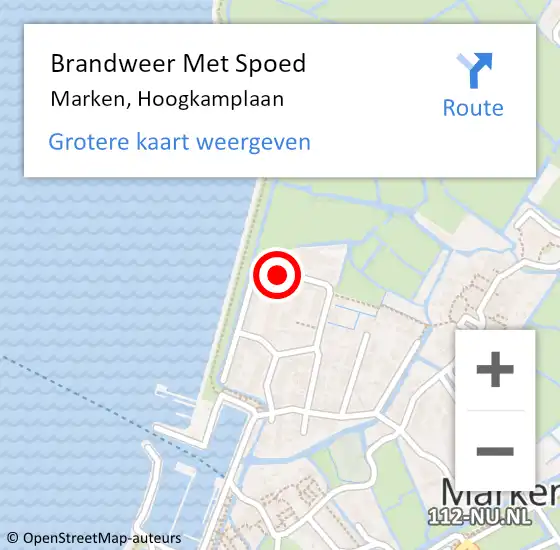 Locatie op kaart van de 112 melding: Brandweer Met Spoed Naar Marken, Hoogkamplaan op 25 februari 2020 19:52