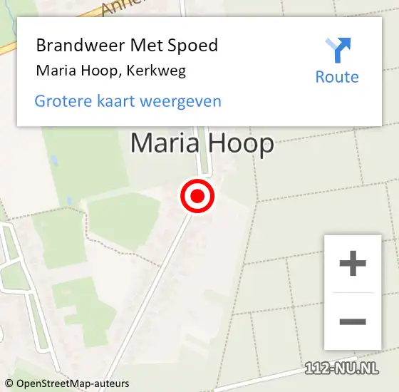 Locatie op kaart van de 112 melding: Brandweer Met Spoed Naar Maria Hoop, Kerkweg op 25 februari 2020 20:01