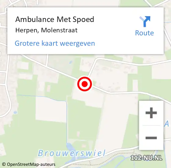 Locatie op kaart van de 112 melding: Ambulance Met Spoed Naar Herpen, Molenstraat op 25 februari 2020 20:14