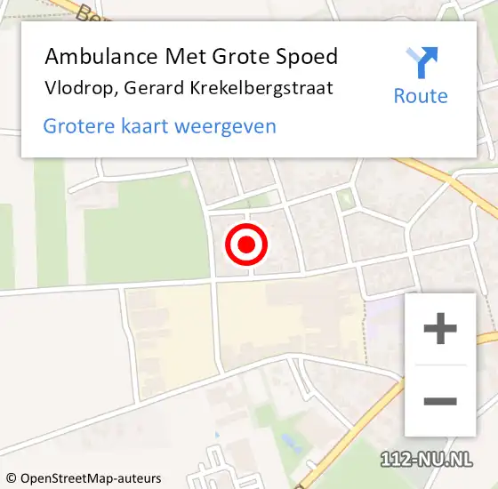 Locatie op kaart van de 112 melding: Ambulance Met Grote Spoed Naar Vlodrop, Gerard Krekelbergstraat op 25 februari 2020 20:17