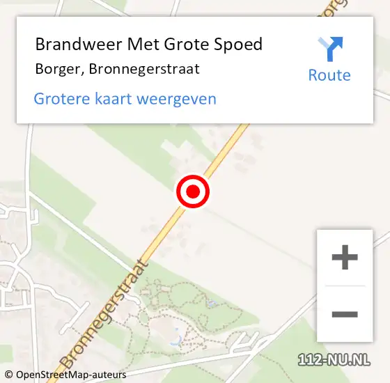 Locatie op kaart van de 112 melding: Brandweer Met Grote Spoed Naar Borger, Bronnegerstraat op 25 februari 2020 20:42