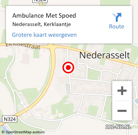 Locatie op kaart van de 112 melding: Ambulance Met Spoed Naar Nederasselt, Kerklaantje op 25 februari 2020 22:09