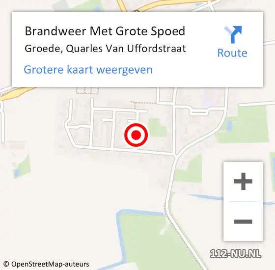 Locatie op kaart van de 112 melding: Brandweer Met Grote Spoed Naar Groede, Quarles Van Uffordstraat op 25 februari 2020 22:10