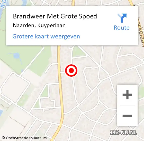 Locatie op kaart van de 112 melding: Brandweer Met Grote Spoed Naar Naarden, Kuyperlaan op 25 februari 2020 23:15