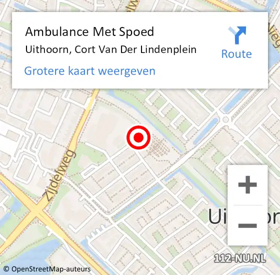 Locatie op kaart van de 112 melding: Ambulance Met Spoed Naar Uithoorn, Cort Van Der Lindenplein op 25 februari 2020 23:42