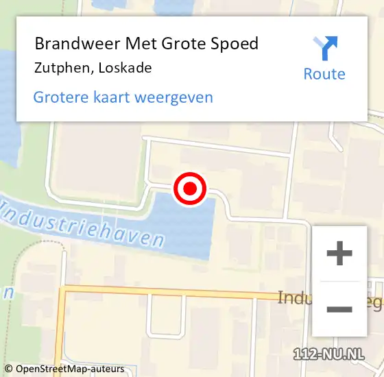 Locatie op kaart van de 112 melding: Brandweer Met Grote Spoed Naar Zutphen, Loskade op 26 februari 2020 03:19