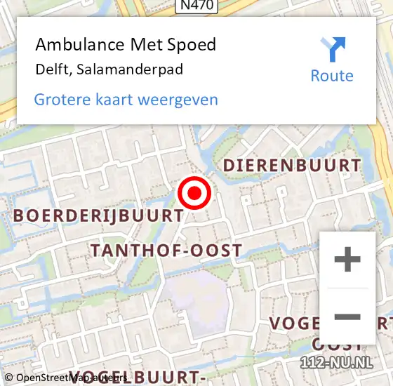 Locatie op kaart van de 112 melding: Ambulance Met Spoed Naar Delft, Salamanderpad op 26 februari 2020 04:50