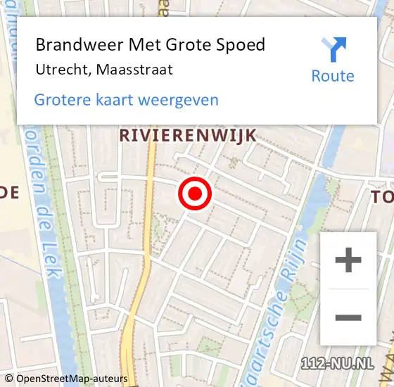 Locatie op kaart van de 112 melding: Brandweer Met Grote Spoed Naar Utrecht, Maasstraat op 26 februari 2020 07:02