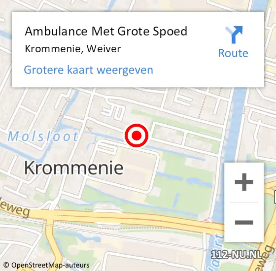 Locatie op kaart van de 112 melding: Ambulance Met Grote Spoed Naar Krommenie, Weiver op 26 februari 2020 08:23