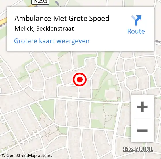 Locatie op kaart van de 112 melding: Ambulance Met Grote Spoed Naar Melick, Secklenstraat op 26 februari 2020 08:34