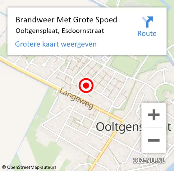 Locatie op kaart van de 112 melding: Brandweer Met Grote Spoed Naar Ooltgensplaat, Esdoornstraat op 26 februari 2020 08:43