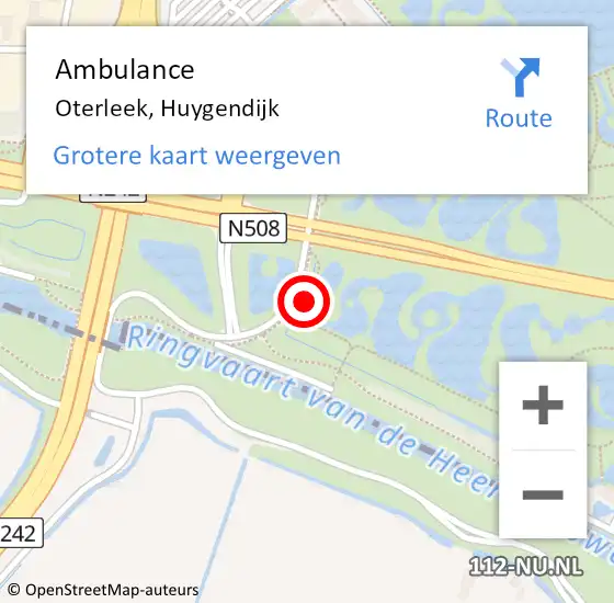 Locatie op kaart van de 112 melding: Ambulance Oterleek, Huygendijk op 26 februari 2020 08:57
