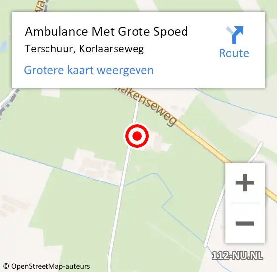 Locatie op kaart van de 112 melding: Ambulance Met Grote Spoed Naar Terschuur, Korlaarseweg op 29 april 2014 16:30