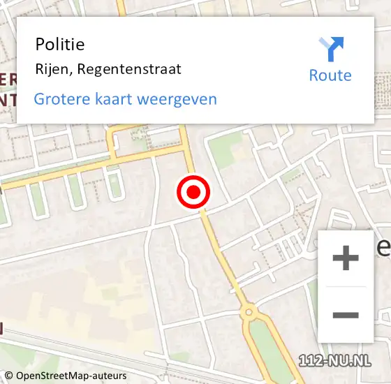 Locatie op kaart van de 112 melding: Politie Rijen, Regentenstraat op 26 februari 2020 10:52