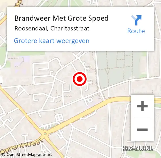 Locatie op kaart van de 112 melding: Brandweer Met Grote Spoed Naar Roosendaal, Charitasstraat op 26 februari 2020 11:19