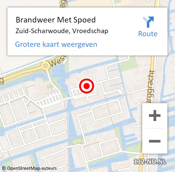 Locatie op kaart van de 112 melding: Brandweer Met Spoed Naar Zuid-Scharwoude, Vroedschap op 26 februari 2020 11:25