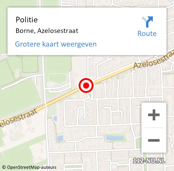 Locatie op kaart van de 112 melding: Politie Borne, Azelosestraat op 26 februari 2020 11:46