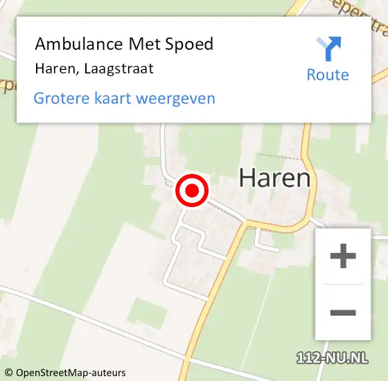 Locatie op kaart van de 112 melding: Ambulance Met Spoed Naar Haren, Laagstraat op 26 februari 2020 12:18