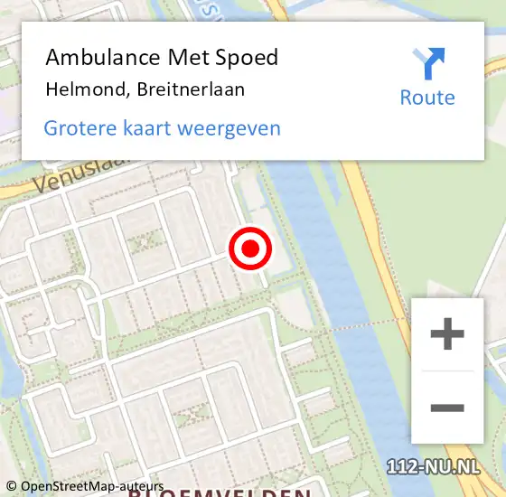 Locatie op kaart van de 112 melding: Ambulance Met Spoed Naar Helmond, Breitnerlaan op 26 februari 2020 14:01