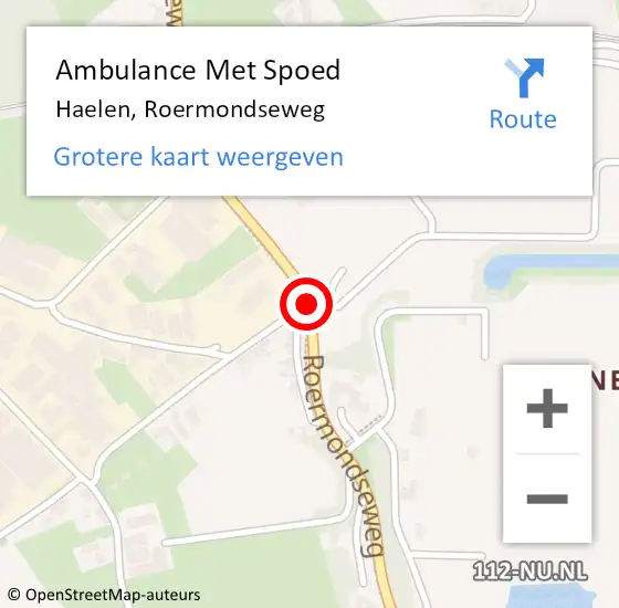 Locatie op kaart van de 112 melding: Ambulance Met Spoed Naar Haelen, Roermondseweg op 26 februari 2020 16:50