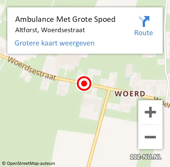 Locatie op kaart van de 112 melding: Ambulance Met Grote Spoed Naar Altforst, Woerdsestraat op 26 februari 2020 17:36