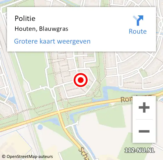 Locatie op kaart van de 112 melding: Politie Houten, Blauwgras op 26 februari 2020 17:42