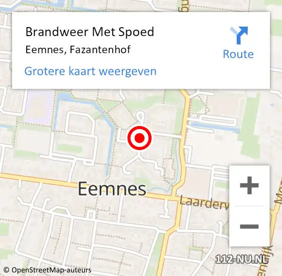 Locatie op kaart van de 112 melding: Brandweer Met Spoed Naar Eemnes, Fazantenhof op 26 februari 2020 18:01