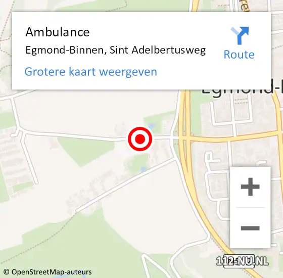 Locatie op kaart van de 112 melding: Ambulance Egmond-Binnen, Sint Adelbertusweg op 26 februari 2020 19:28