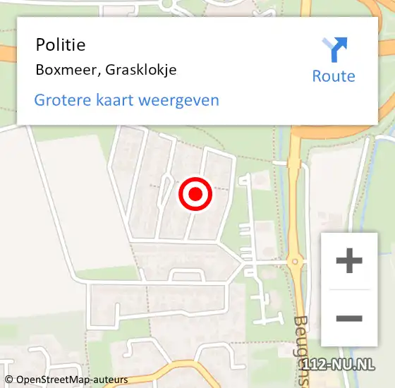 Locatie op kaart van de 112 melding: Politie Boxmeer, Grasklokje op 26 februari 2020 20:23