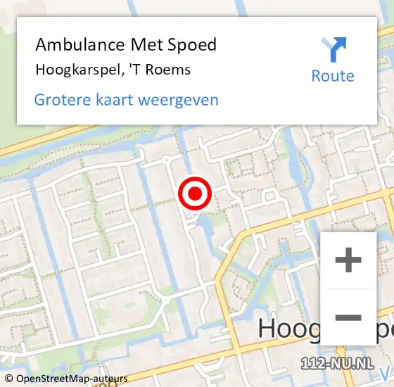 Locatie op kaart van de 112 melding: Ambulance Met Spoed Naar Hoogkarspel, 'T Roems op 26 februari 2020 20:28