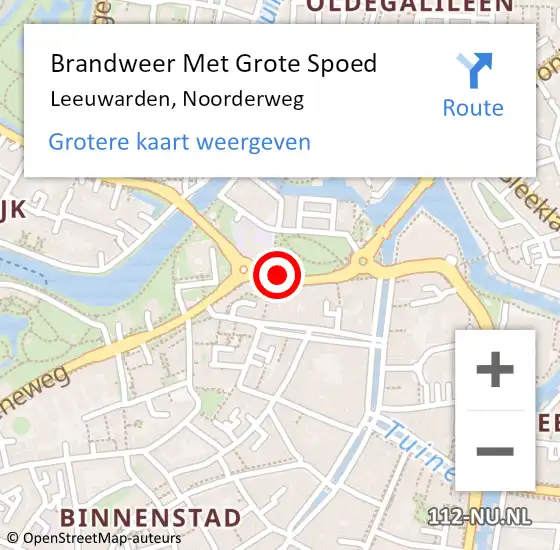 Locatie op kaart van de 112 melding: Brandweer Met Grote Spoed Naar Leeuwarden, Noorderweg op 26 februari 2020 21:30