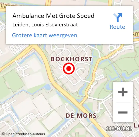 Locatie op kaart van de 112 melding: Ambulance Met Grote Spoed Naar Leiden, Louis Elsevierstraat op 27 februari 2020 00:17
