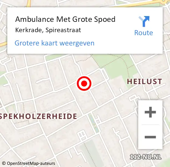 Locatie op kaart van de 112 melding: Ambulance Met Grote Spoed Naar Kerkrade, Spireastraat op 27 februari 2020 02:28