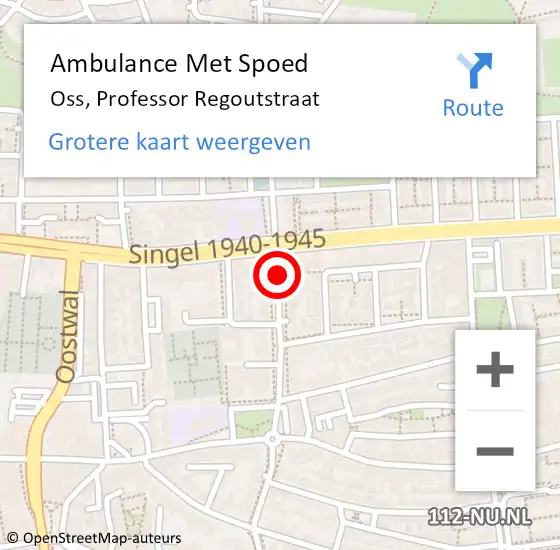 Locatie op kaart van de 112 melding: Ambulance Met Spoed Naar Oss, Professor Regoutstraat op 27 februari 2020 04:36