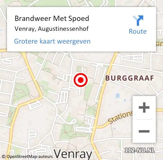 Locatie op kaart van de 112 melding: Brandweer Met Spoed Naar Venray, Augustinessenhof op 27 februari 2020 08:24