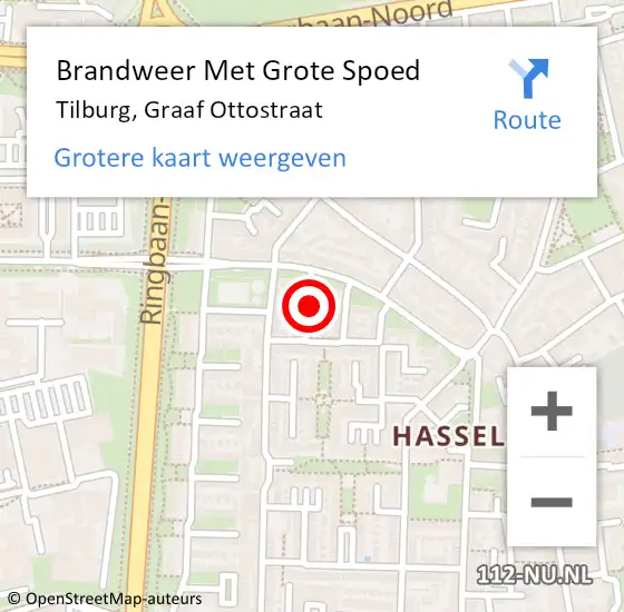 Locatie op kaart van de 112 melding: Brandweer Met Grote Spoed Naar Tilburg, Graaf Ottostraat op 27 februari 2020 08:59