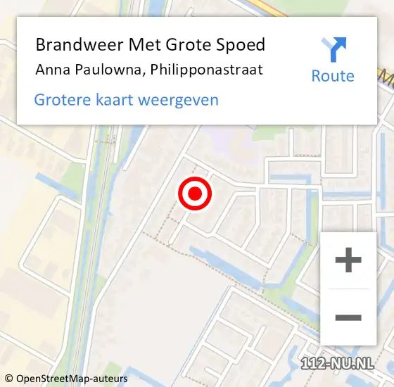 Locatie op kaart van de 112 melding: Brandweer Met Grote Spoed Naar Anna Paulowna, Philipponastraat op 27 februari 2020 09:32