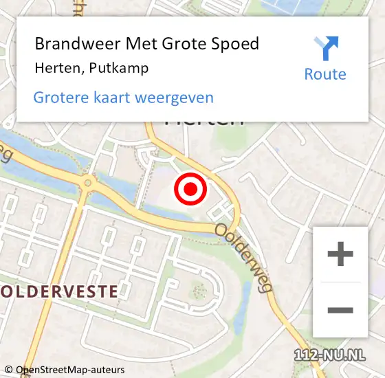 Locatie op kaart van de 112 melding: Brandweer Met Grote Spoed Naar Herten, Putkamp op 27 februari 2020 10:03